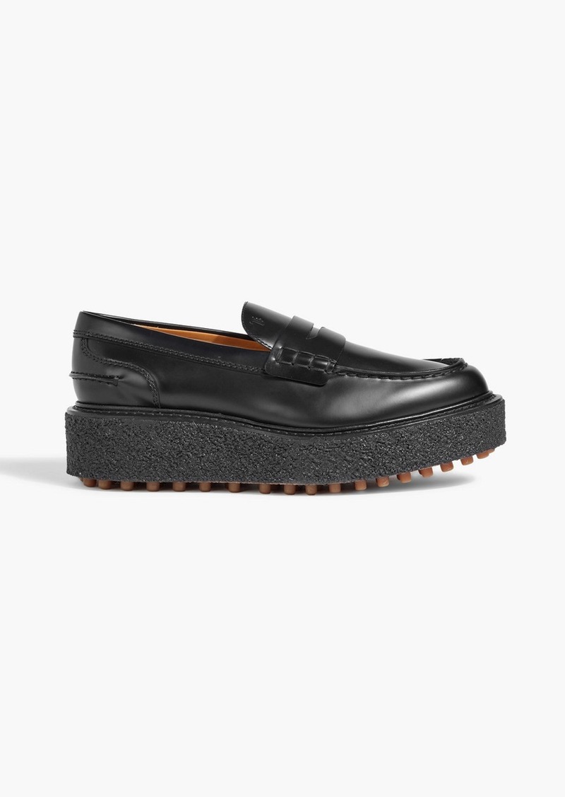 Tod's - Leather platform loafers - Black - EU 38