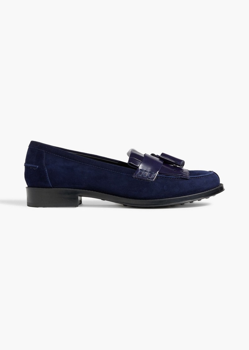 Tod's - Leather-trimmed suede loafers - Blue - EU 35