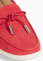 Tod's - Leather-trimmed suede loafers - Red - EU 36