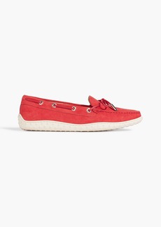 Tod's - Leather-trimmed suede loafers - Red - EU 36