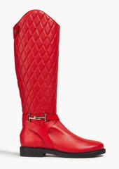 Tod's - Logo-appliquéd quilted leather boots - Red - EU 34.5