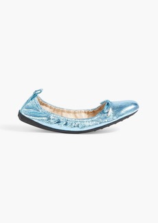 Tod's - Textured and mirrored-leather ballet flats - Blue - EU 38