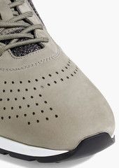 Tod's - Nubuck and stretch-knit sneakers - Gray - UK 5.5