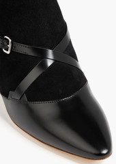 Tod's - Patent leather-trimmed suede ankle boots - Black - EU 42