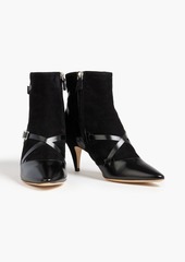 Tod's - Patent leather-trimmed suede ankle boots - Black - EU 42