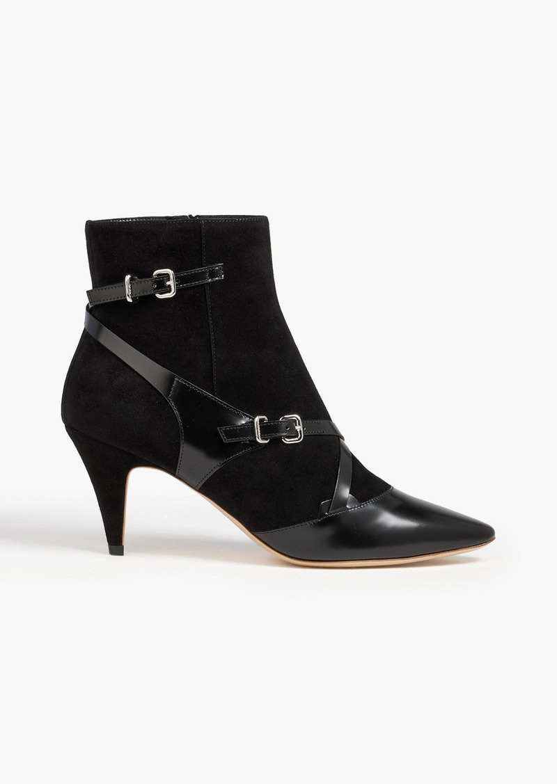 Tod's - Patent leather-trimmed suede ankle boots - Black - EU 42