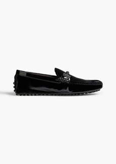 Tod's - Patent leather-trimmed velvet driving shoes - Black - UK 7