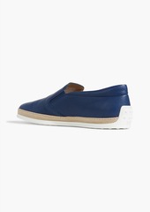 Tod's - Pebbled-leather slip-on sneakers - Blue - UK 10.5