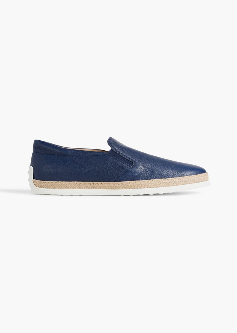 Tod's - Pebbled-leather slip-on sneakers - Blue - UK 10.5