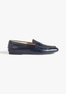Tod's - Smooth and pebbled-leather loafers - Blue - EU 35