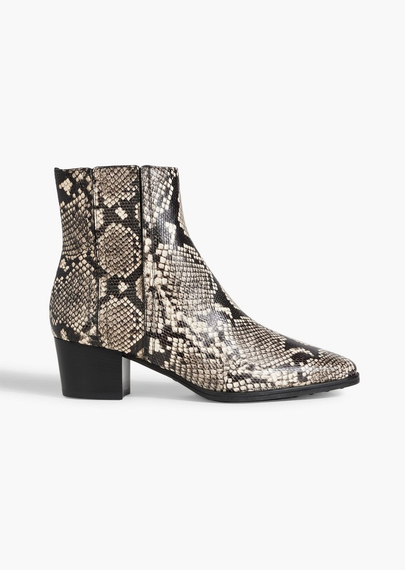 Tod's - Snake-effect leather ankle boots - Animal print - EU 36.5