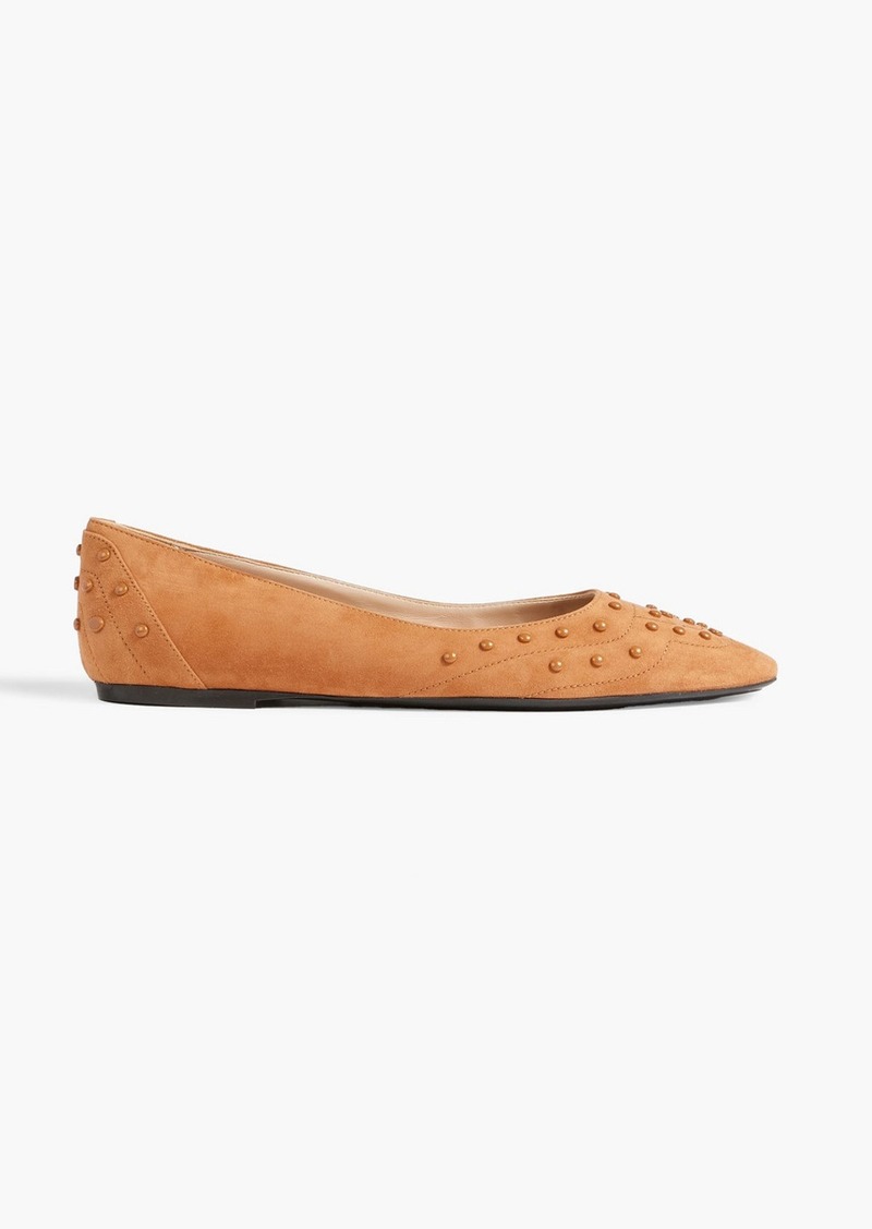 Tod's - Studded suede point-toe flats - Brown - EU 38