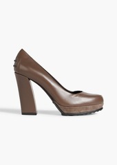 Tod's - Suede-trimmed leather platform pumps - Brown - EU 35.5