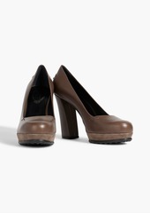 Tod's - Suede-trimmed leather platform pumps - Brown - EU 35.5