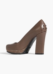 Tod's - Suede-trimmed leather platform pumps - Brown - EU 35.5