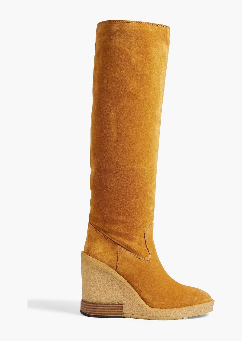 Tod's - Suede wedge knee boots - Yellow - EU 40