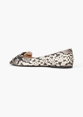 Tod's - T-Ring fringed snake-effect leather point-toe flats - Animal print - EU 35.5