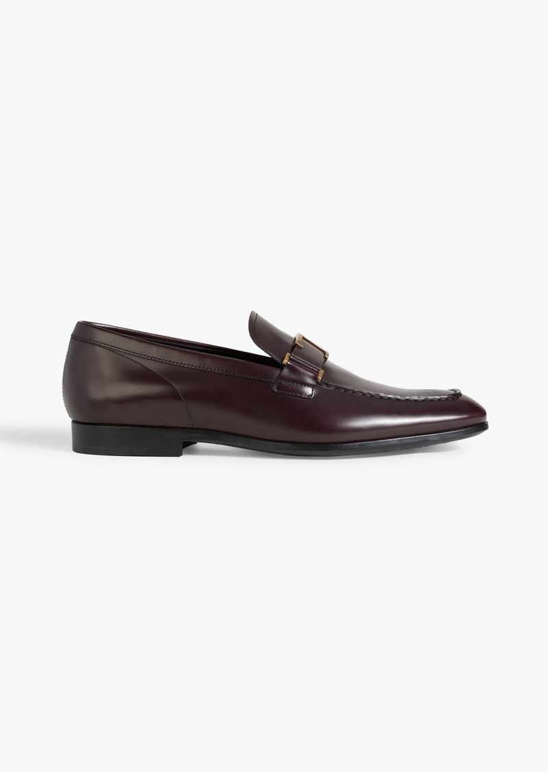 Tod's - T Timeless embellished leather loafers - Burgundy - UK 9.5