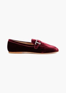 Tod's - T Timeless embellished velvet loafers - Burgundy - EU 37