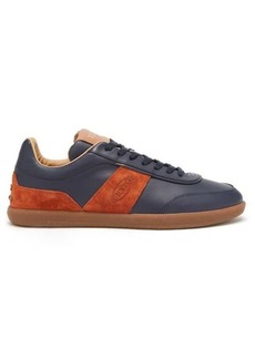Tod's - Tabs Leather And Suede Trainers - Mens - Navy