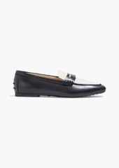 Tod's - Two-tone pebbled leather-paneled leather loafers - Black - EU 42