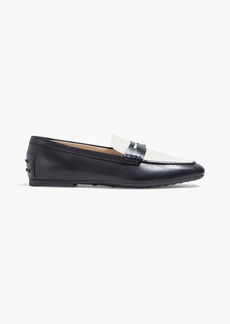 Tod's - Two-tone pebbled leather-paneled leather loafers - Black - EU 37