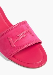 Tod's - Double T whipstitched suede slides - Pink - EU 35