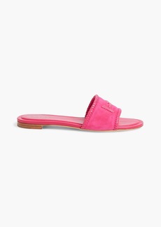 Tod's - Double T whipstitched suede slides - Pink - EU 35