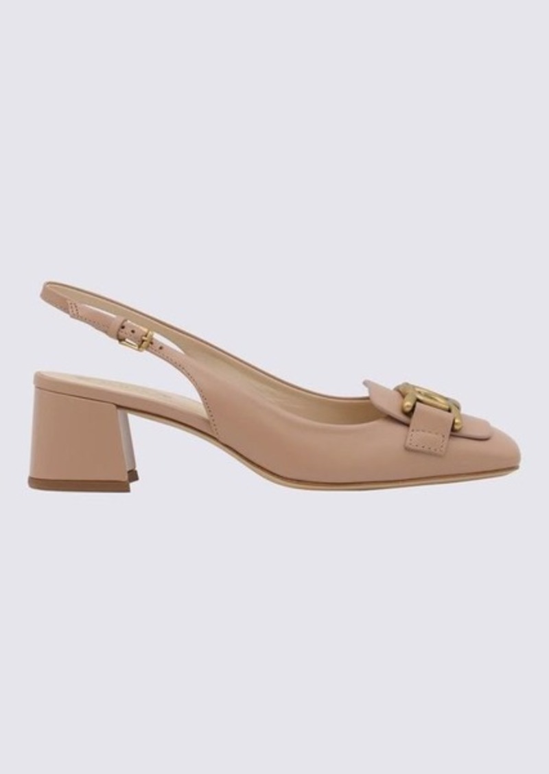 TOD'S ANTIQUE PINK LEATHER KATE SLINGBACK PUMPS