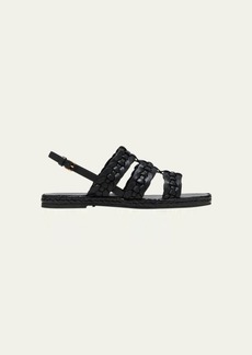 Tod's Braided Leather Slingback Espadrille Sandals