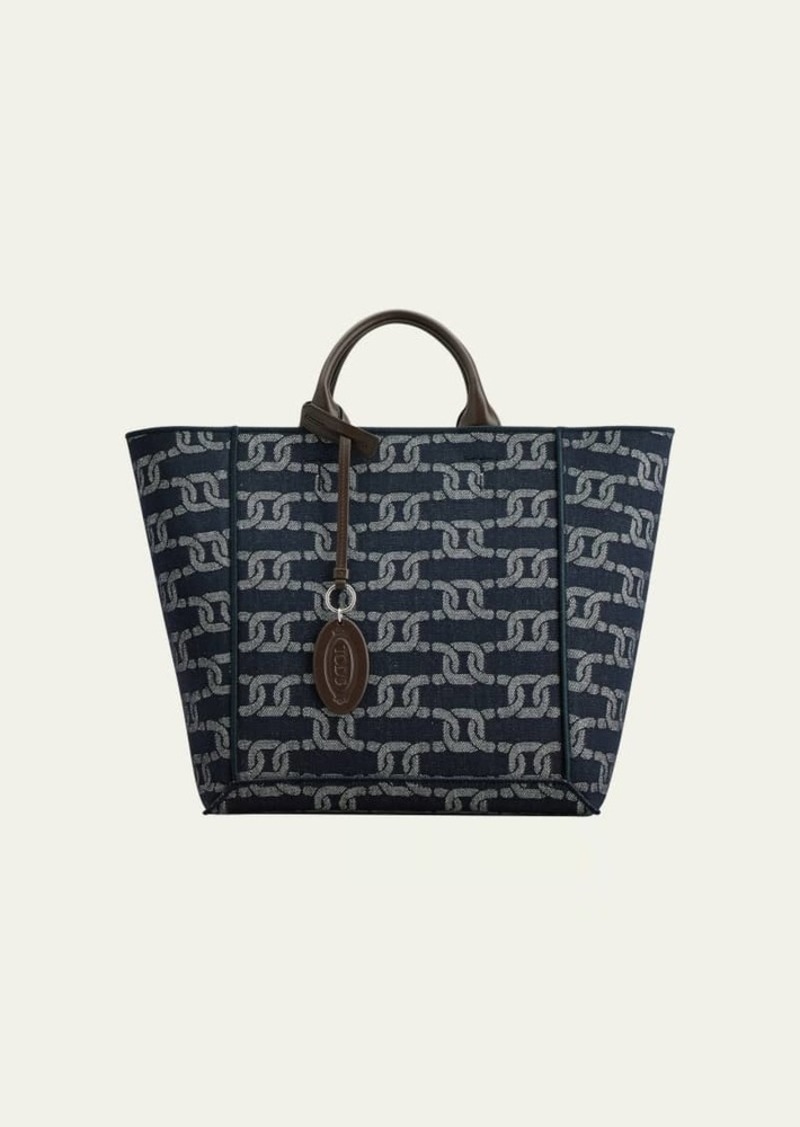 Tod's Chain-Link Denim Top-Handle Bag