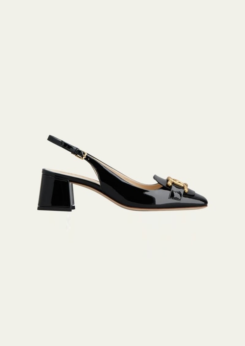 Tod's Cuoio Patent Slingback Chain Pumps