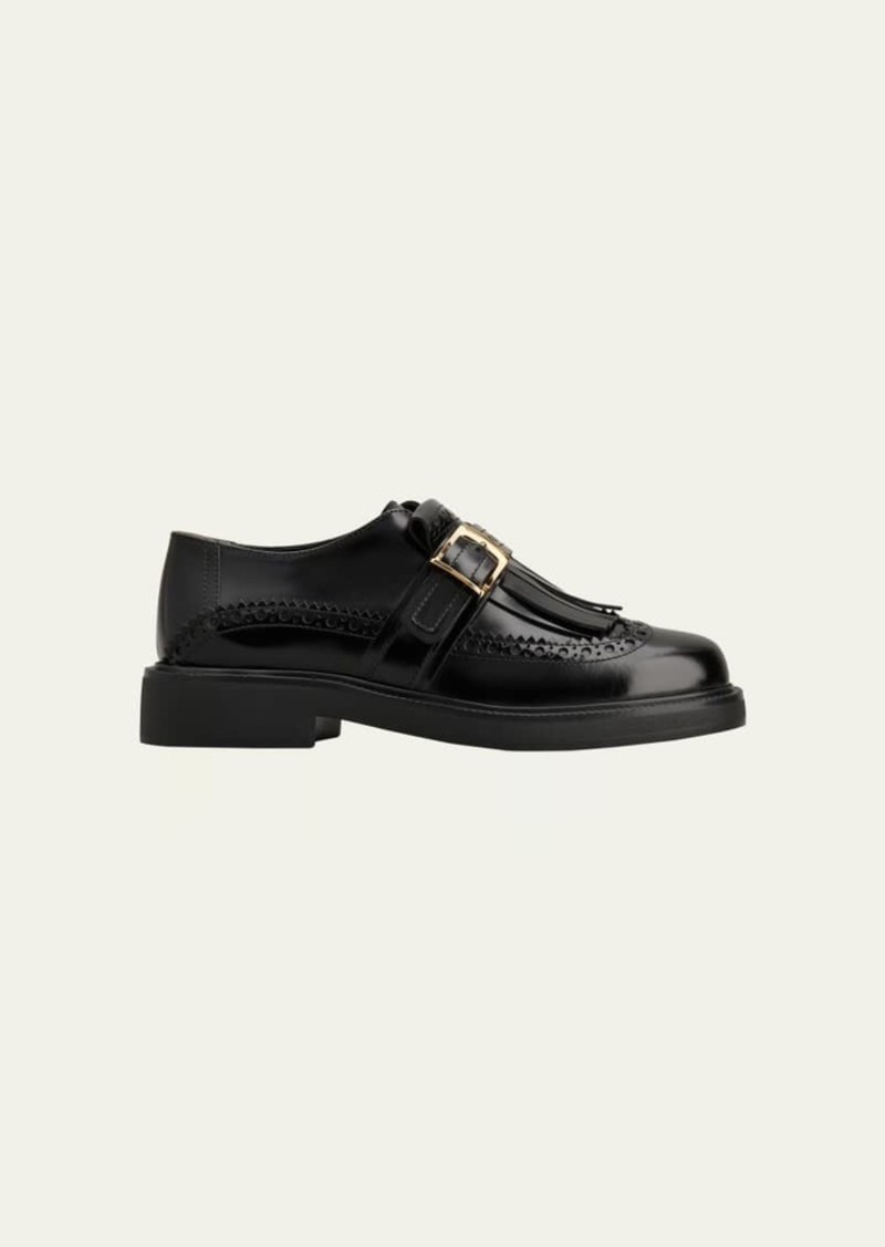 Tod's Gomma Leather Kiltie Buckle Oxford Loafers