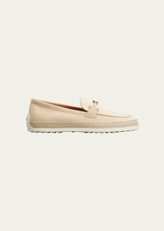 Tod's Gomma Suede T-Ring Espadrille Driver Loafers