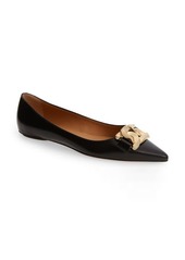 Tod's Kate Chain Detail Pointed Toe Flat in Nero at Nordstrom