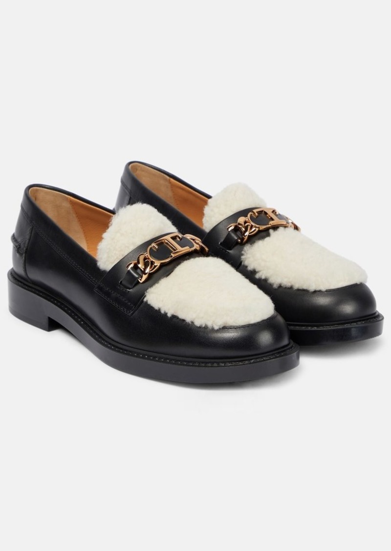 Tod's Leather and shearling loafers