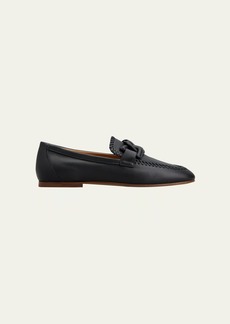 Tod's Leather Chain Topstitch Loafers