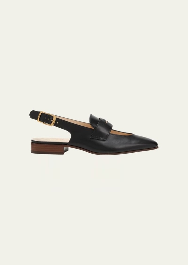 Tod's Leather Cutout Slingback Ballerina Loafers