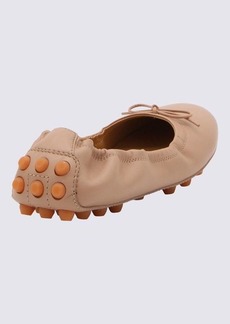 TOD'S LIGHT BROWN LEATHER BUBBLE BALLERINAS FLATS
