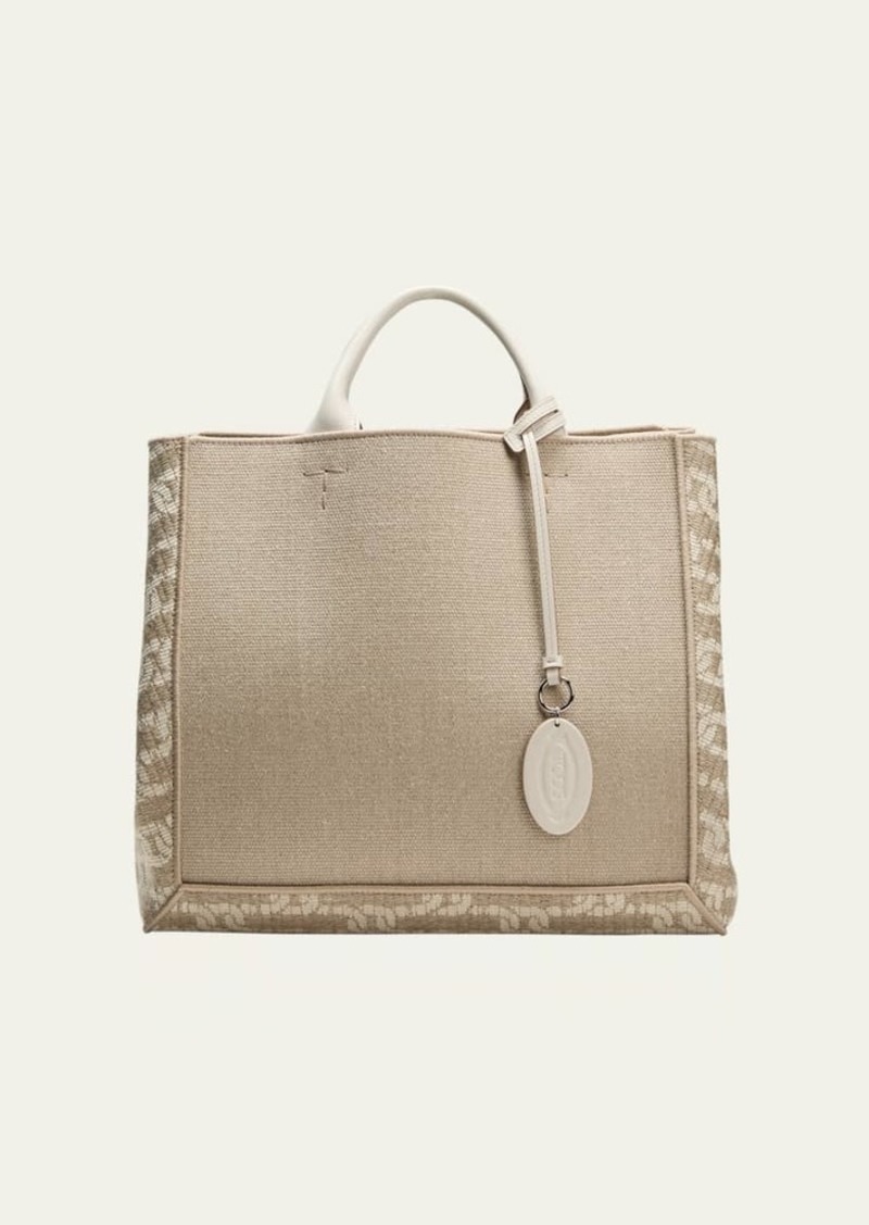 Tod's Linen Shopping Tote Bag