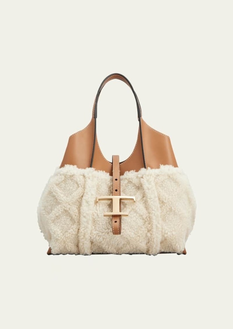 Tod's Mini Leather & Faux Fur Shopping Tote Bag