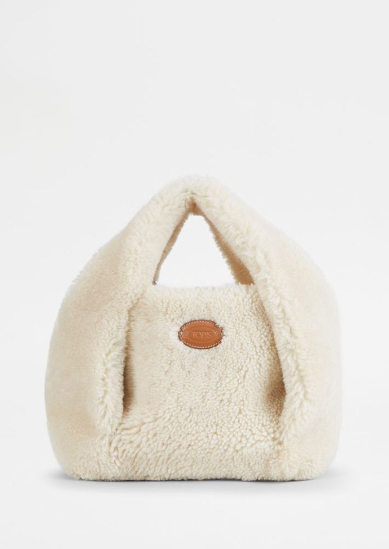 Tod's Shirt Shopping Bag in Sheepskin Mini