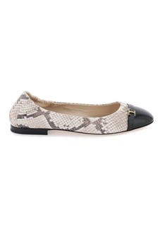 Tod's snake-printed leather ballet flats