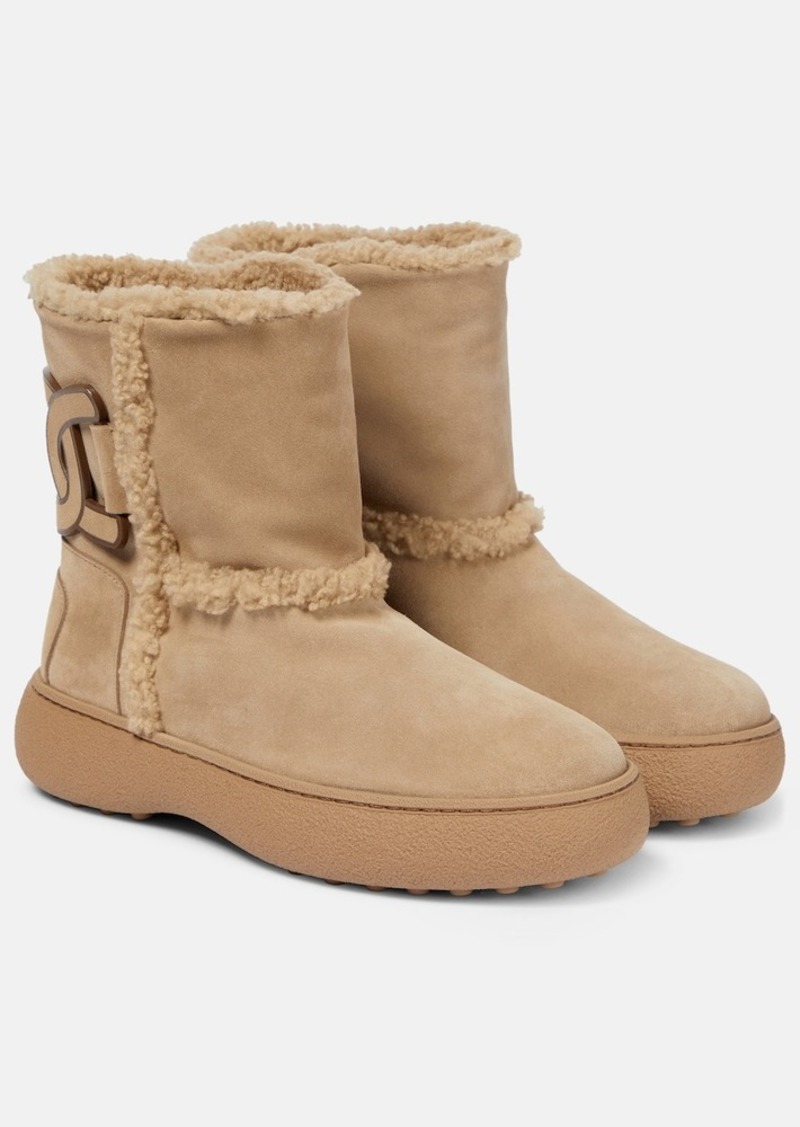 Tod's Suede and shearling ankle boots