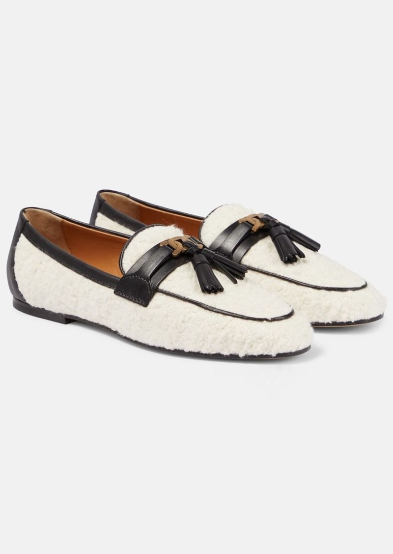Tod's Tasseled bouclé and leather loafers