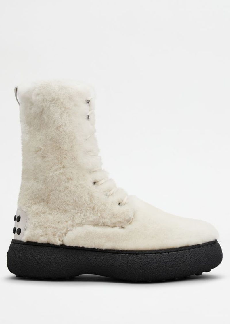 Tod's W. G. Lace-up Ankle Boots in Sheepskin