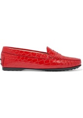 Tod's Woman City Gommino Croc-effect Leather Loafers Red