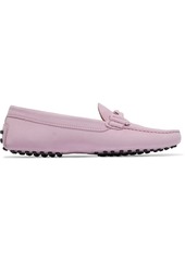 Tod's Woman Gommino Doppia Embellished Nubuck Loafers Lavender