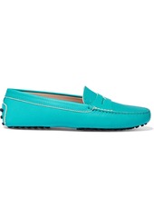 Tod's Woman Gommino Pebbled-leather Loafers Turquoise