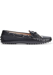 Tod's Woman Heaven Glossed Textured-leather Loafers Black